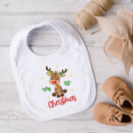My 1st Christmas Embroidered Reindeer Bib