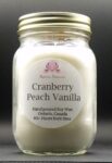 Cranberry Peach Vanilla Soy Wax Candle - Mason Jar 80+ Hours Burn Time - Wooden Wick
