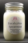 Eucalyptus Spearmint Soy Wax Candle - Mason Jar 80+ Hours Burn Time - Wooden Wick