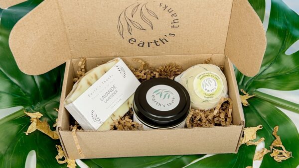 Sleep Well Gift Set: Lavender soap, chamomile bath bomb and lavender and chamomile soy candle | all handmade | eco-friendly