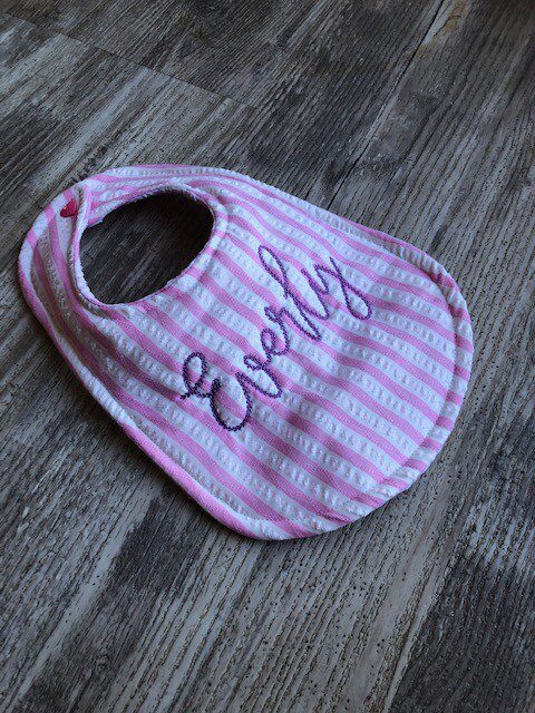 Monogrammed Seersucker Newborn Baby Bib