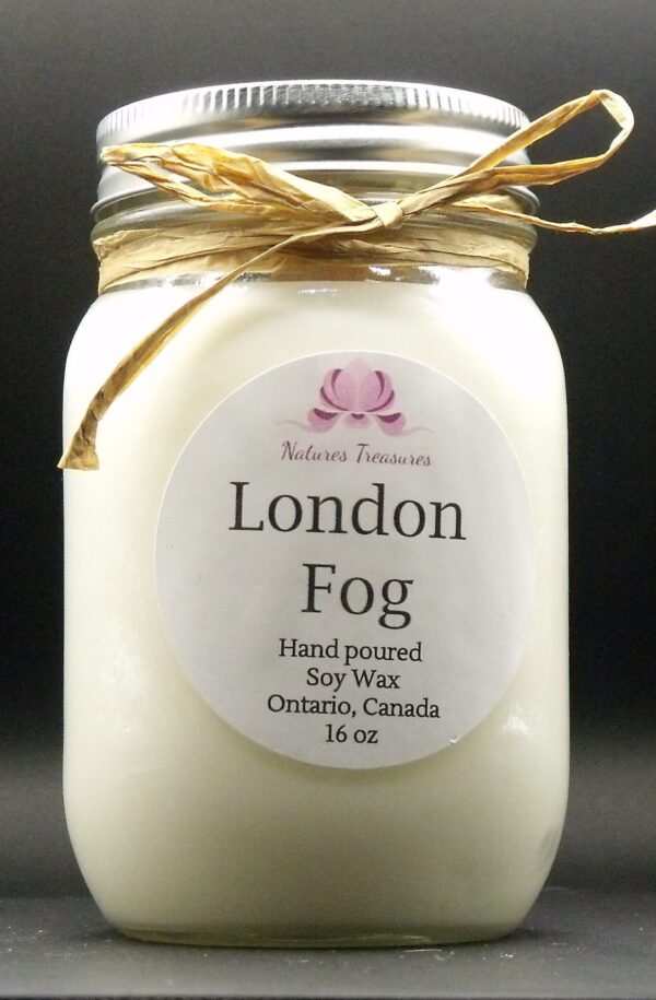 London Fog Soy Wax Candle - Mason Jar 80+ Hours Burn Time - Wooden Wick