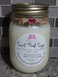 Sweet Pink Sugar Soy Wax Candle - Mason Jar 80+ Hours Burn Time - Wooden Wick
