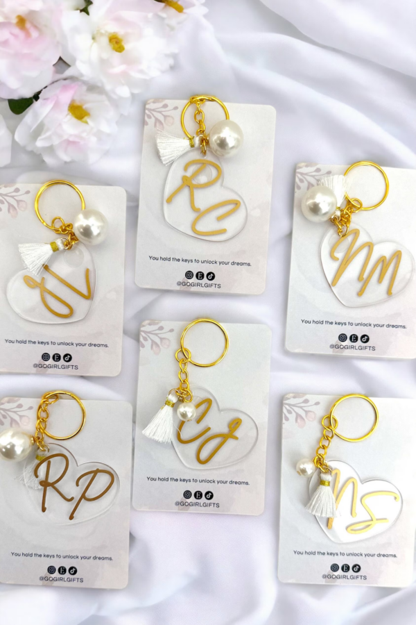 Personalized Heart Key Chains | Initial Key Chains | Key Chain Favors | Acrylic Heart Key Chain