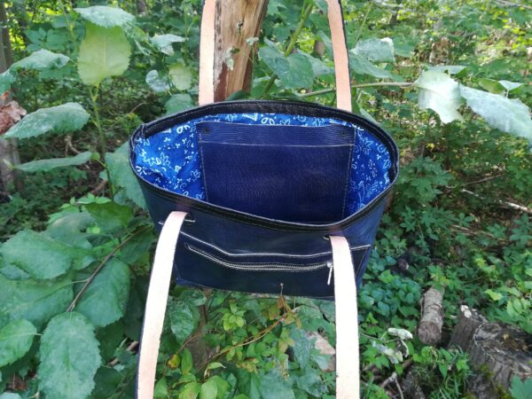Handmade Leather tote bag - Royal blue