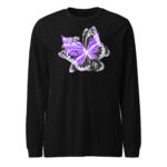 Three butterfly black unisex longsleeve tee