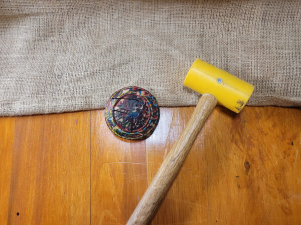 Hand made leather tye dyed pin cushion