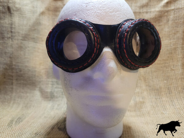 Hand made leather, brass and clear acrylic Steam punk style glasses