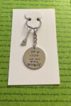 ‘get in loser we are going spookin’ hand stamped keychain