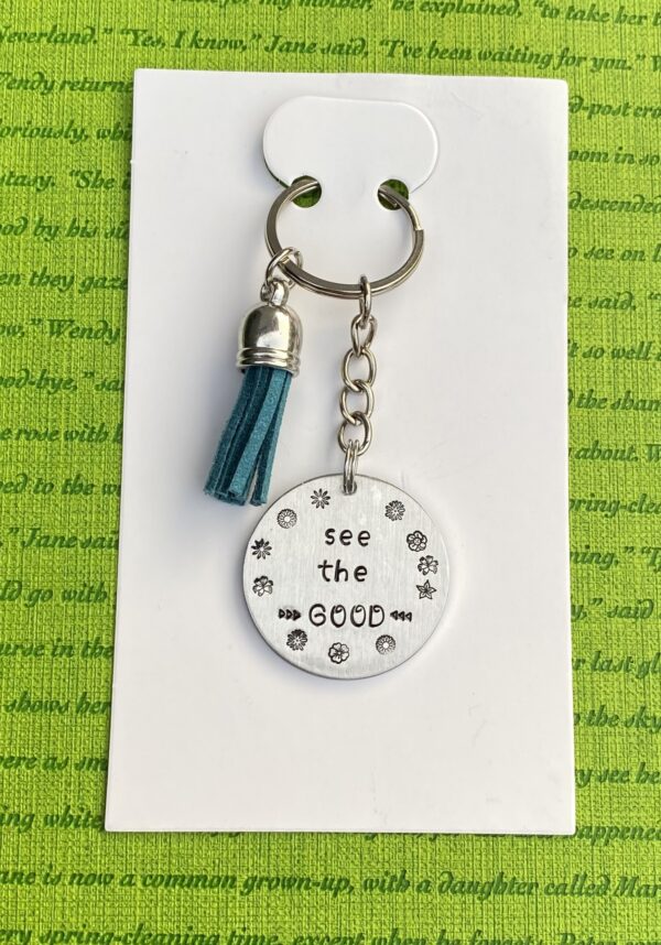 ‘see the good’ hand stamped keychain