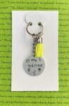 ‘stay positive’ hand stamped keychain