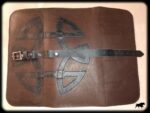 Trifold Artist Tool Roll, Leather artist roll, handmade leather roll, celtic knot tool roll, leather celtic tool roll