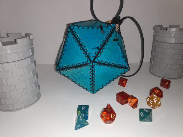 D20 die bag, D20 dungeon and dragons, dice bag, hand made d20