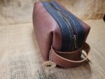 Hand made leather Dopp Kit/Shaving bag - Hockey lining