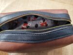 Hand made leather Dopp Kit/Shaving bag - Hockey lining