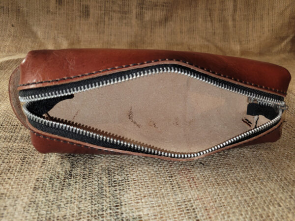 Hand made leather pencil case - light brown
