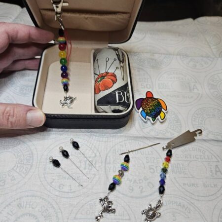 Embroidery Box - Black Rainbow Turtle