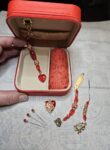 Embroidery Box - Red Enameled Heart