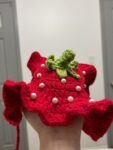 Handmade crochet strawberry Hat for cat and small dog cute style