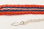 Handmade Metis Sash Bracelet with Silver Infinity Symbol - Adjustable Alpaca Wool, Red Aboriginal Design