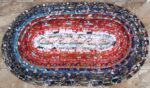 Hand Crafted Oval Jelly Roll Rug Multi Color Floral 24" x 41"
