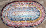 Hand Crafted Oval Jelly Roll Rug Multi Color Floral 23" x 38"