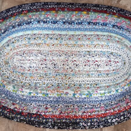 Hand Crafted Oval Jelly Roll Rug Multi Color Floral 24" x 38.5"