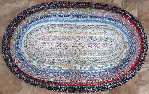 Hand Crafted Oval Jelly Roll Rug Multi Color Floral 24" x 38.5"