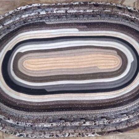 Hand Crafted Jelly Roll Rug Neutral Colors 28.5" by 42"