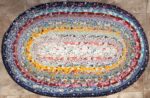 Hand Crafted Oval Jelly Roll Rug Multi Color Floral 24" x 37"