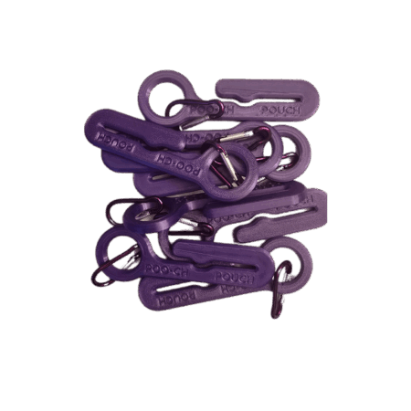 Custom 3D printed hands-free dog waste bag holder showing secure leash attachment and easy-access design, available in multiple colors from Mic-Bot 3D Shop