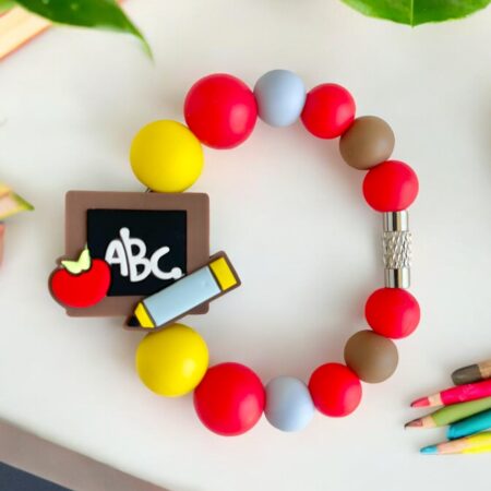 Teacher Beaded ID Charm for Keyrings, Water Bottles, Backpacks and Tumbler Handles