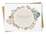 Thank you greeting card featuring modern watercolour foliage such as Monstera and dried Palm leaf