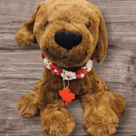 Pet Collar - Macrame - Daisy Pattern - Red and White - Canada