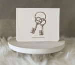 New home greeting card displaying a set of watercolour skeleton keys