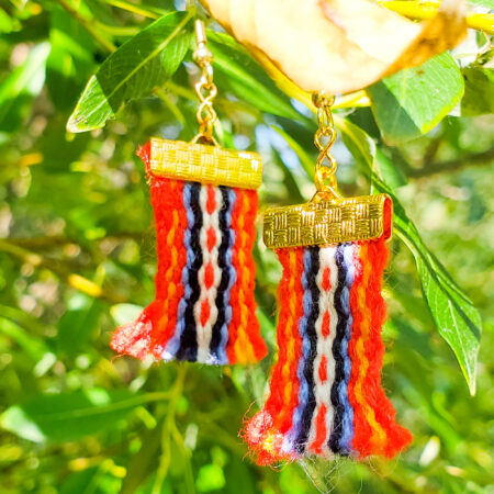 Métis L'Assomption Sash Dangle Earrings - Handmade Alpaca Wool with Infinity Symbol - Hypoallergenic