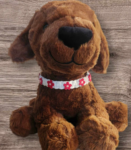 Pet Collar - Macrame - White with red applique flowers - Canada Patriotic