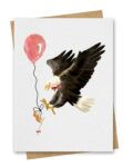 Watercolour Eagle and Mouse With Red Balloon Birthday Card