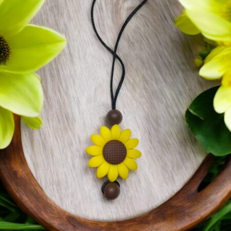 Sunflower Fidget Necklace with Breakaway Clasp for Anxiety and Sensory Relief