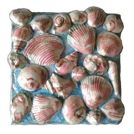 Seashells Ceramic Tile Wall Decor 4" x 4"