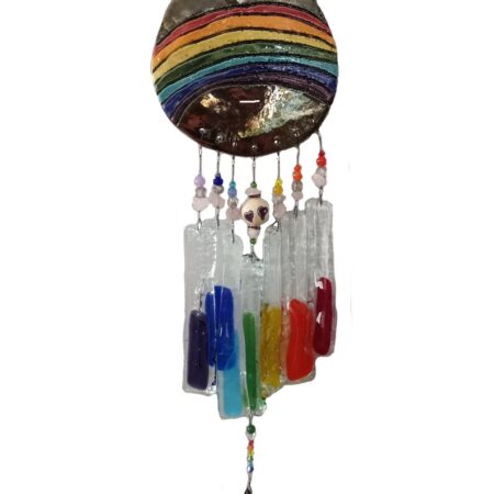 Rainbow Glass & Ceramic Wind Chime Pottery