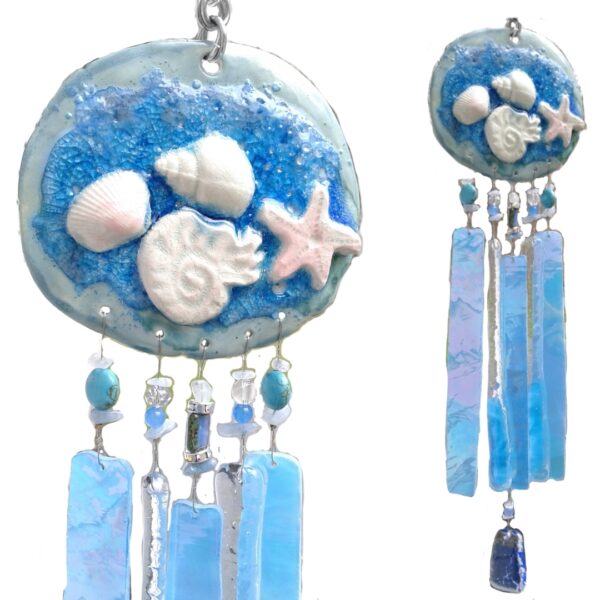 Sea Glass Wind Chime Ocean Wave Ceramic