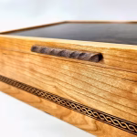 Cherry and Walnut Burl Keepsake Box with an Engraved Celtic Knot 12L x 9W x 4H
