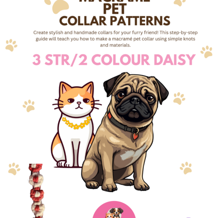 Pet Collar - Macrame Pattern - 2 colour 3 Str Daisy Pattern