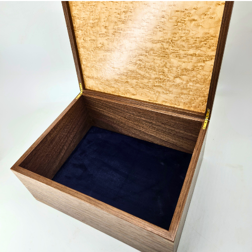 Large Walnut and Birdseye Maple Keepsake Box 13"L x 10"W x 6"H