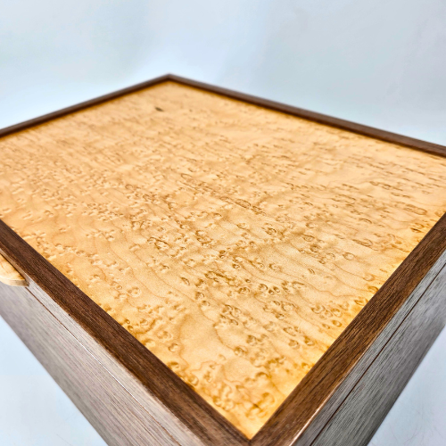 Large Walnut and Birdseye Maple Keepsake Box 13"L x 10"W x 6"H