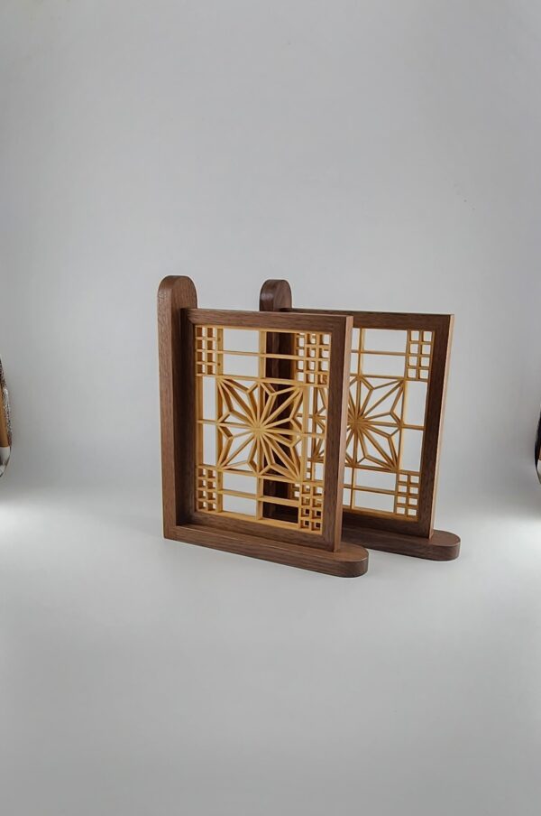 Walnut Kumiko Bookends