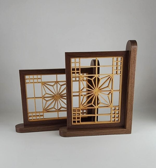 Walnut Kumiko Bookends