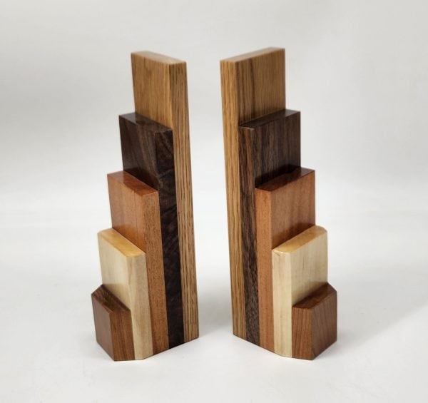 Stepped Wood Bookends