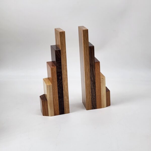 Stepped Wood Bookends